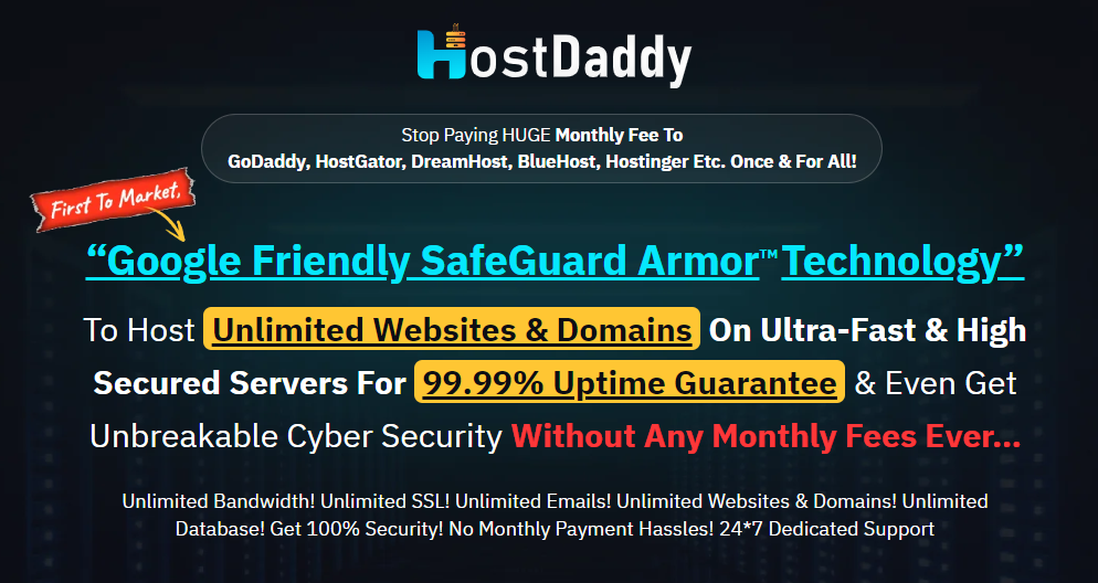 HostDaddy Review - “Google Friendly SafeGuard Armor TM Technology”